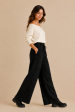 pantalon de satin duna negro pantalon boho chic mujer La Gata Voladora Laujar de Andarax