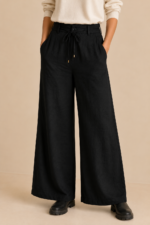 pantalon de satin duna negro pantalon ancho boho chic La Gata Voladora Laujar de Andarax