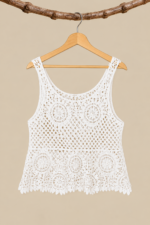 Top Boho Gaia blanco crochet floral La Gata Voladora Alpujarra Almeria