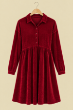 Vestido Terciopelo Noel burdeos midi invierno boho chic La Gata Voladora Alpujarra Almeria