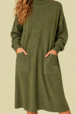 Vestido de Punto Brillo verde oliva midi bohemio La Gata Voladora Alpujarra Almeria