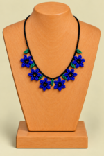 Collar Artesanal Flor Indigena Azul Bohemio La Gata Voladora Laujar de Andarax Almeria