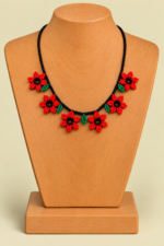 Collar Artesanal Flor Indigena Rojo La Gata Voladora Laujar de Andarax Almeria