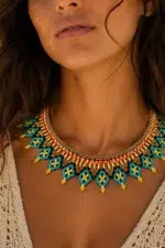 Collar bohemio multicolor artesanal La Gata Voladora Alpujarra Almeria