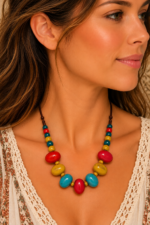 Collar Artesanal Multicolor con Cuentas de Ceramica La Gata Voladora Laujar de Andarax Almeria