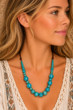 Collar de Ceramica Luna azul artesanal de diseño bohemio La Gata Voladora Laujar De Andarax Almeria