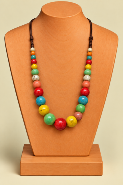 Collar de Ceramica Luna multicolor con cuentas artesanales La Gata Voladora Laujar De Andarax Almeria