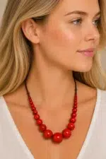 Collar artesanal de Ceramica Luna rojo La Gata Voladora Laujar De Andarax Almeria