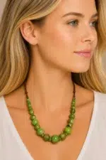 Collar de Ceramica Luna verde artesanal de diseño bohemio La Gata Voladora Laujar De Andarax Almeria
