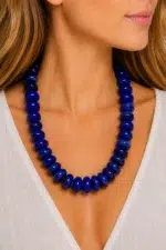 Collar azul boho con piedras y acabado artesanal La Gata Voladora Laujar de Andarax Almeria