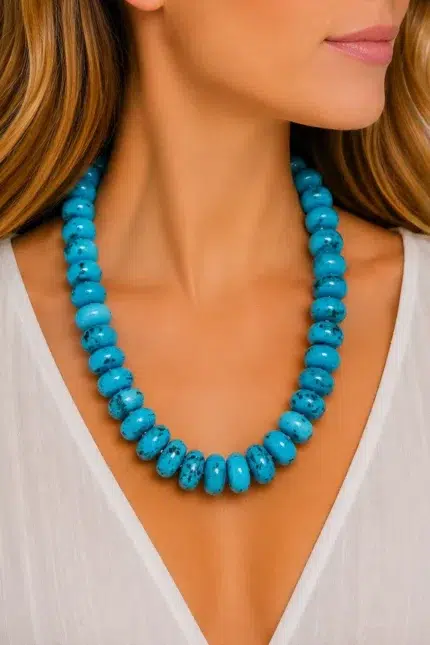 Collar turquesa con piedras estilo boho La Gata Voladora Laujar de Andarax Almeria