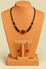 Conjunto Collar y Pendientes Agata Rojo Artesanal La Gata Voladora Laujar de Andarax Almeria