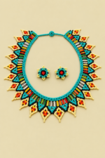 Conjunto de collar y pendientes boho chic artesanal colombiano La Gata Voladora Laujar de Andarax