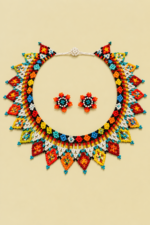 Collar artesanal con pendientes a juego Luz Tribal La Gata Voladora Laujar de Andarax Almeria