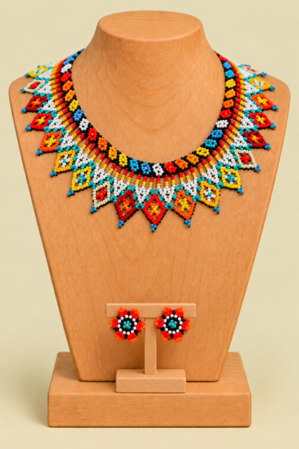 Conjunto de collar y pendientes Luz Tribal estilo boho La Gata Voladora Laujar de Andarax Almeria