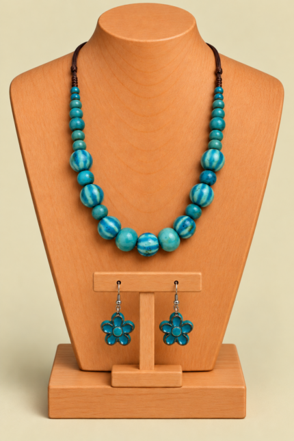 Conjunto de Ceramica Flora azul artesanal La Gata Voladora Laujar de Andarax Almeria