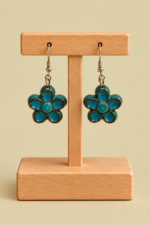 Pendientes artesanales de ceramica Flora azul La Gata Voladora Laujar de Andarax Almeria