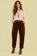 Pantalon de Pana Canale marron chocolate de corte ligeramente abuchonado