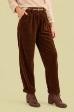 Pantalon de Pana Canale marron chocolate con cintura elastica y bolsillos laterales