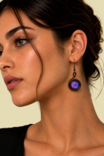 Pendientes Almau lilas cortos de estilo bohemio con espiral La Gata Voladora Laujar de Andarax Almeria