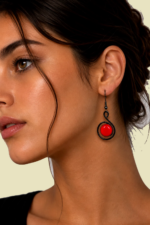 Pendientes Almau rojos cortos de estilo bohemio con espiral La Gata Voladora Laujar de Andarax Almeria