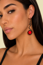 Pendientes Almau rojos largos con diseño espiral La Gata Voladora Laujar de Andarax Almeria
