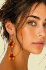 Pendientes de flores rojas con diseño artesanal La Gata Voladora Laujar de Andarax Almeria