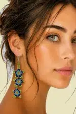Pendientes boho verdes con motivos florales de cuentas La Gata Voladora Laujar de Andarax Almeria