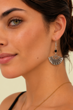 Pendientes de Abanico negros estilo boho con diseño de abanico La Gata Voladora Laujar de Andarax Almeria