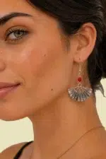 Pendientes de Abanico rojos estilo boho con diseño de abanico La Gata Voladora Laujar de Andarax Almeria