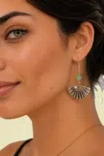 Pendientes de Abanico verdes estilo boho con diseño de abanico La Gata Voladora Laujar de Andarax Almeria