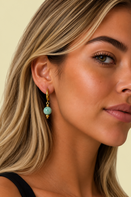 Pendientes de Acero y Amazonita con diseño colgante bohemio La Gata Voladora Laujar de Andarax Almeria