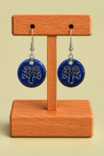 Pendientes de Ceramica Arbol azul diseno arbol de la vida La Gata Voladora Laujar de Andarax Almeria