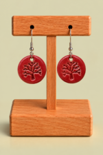 Pendientes de Ceramica Arbol rosa diseno arbol de la vida La Gata Voladora Laujar de Andarax Almeria