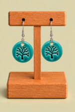 Pendientes de Ceramica Arbol turquesa diseno arbol de la vida La Gata Voladora Laujar de Andarax Almeria