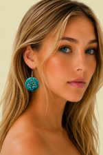 Pendientes de Ceramica Arbol turquesa complemento estilo boho chic La Gata Voladora Laujar de Andarax Almeria