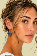 Pendientes de Ceramica en Forma de Corazon Azul La Gata Voladora Laujar De Andarax Almeria