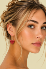 Pendientes de Corazon de Ceramica Rosa Grandes La Gata Voladora Laujar De Andarax Almeria