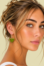 Pendientes de Ceramica en Forma de Corazon Verde La Gata Voladora Laujar De Andarax Almeria