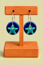 Pendientes de ceramica estrella color azul La Gata Voladora Laujar De Andarax