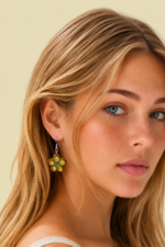Pendientes de Ceramica Fio Grandes verde diseno floral bohemio La Gata Voladora Laujar De Andarax Almeria