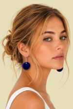 Pendientes de ceramica azul esmaltada La Gata Voladora Laujar De Andarax Almeria