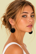 Pendientes de ceramica negra redondos estilo boho La Gata Voladora Laujar De Andarax Almeria