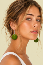 Pendientes de ceramica verde esmaltada La Gata Voladora Laujar De Andarax Almeria