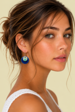 Pendientes de Ceramica Moon azul bisuteria boho La Gata Voladora Laujar De Andarax Almeria