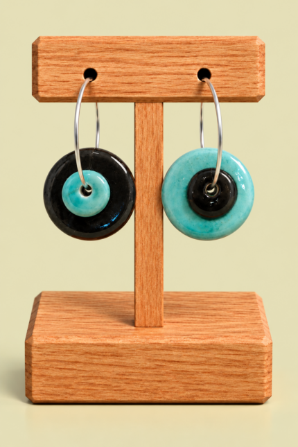 Pendientes de Ceramica Moon turquesa La Gata Voladora Laujar De Andarax Almeria