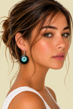 Pendientes de Ceramica Moon turquesa estilo boho La Gata Voladora Laujar De Andarax Almeria