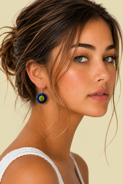 Pendientes de Ceramica Moon verde estilo boho La Gata Voladora Laujar De Andarax Almeria
