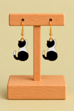 Pendientes de Gato Kitten negro con colgante de gato La Gata Voladora Laujar de Andarax Almeria