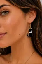 Pendientes de Gato Kitten negro con colgante felino original La Gata Voladora Laujar de Andarax Almeria